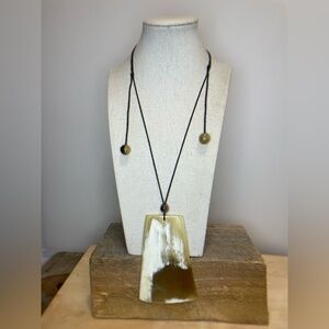 Huge Horn Slice Necklace - Vintage - Collectible